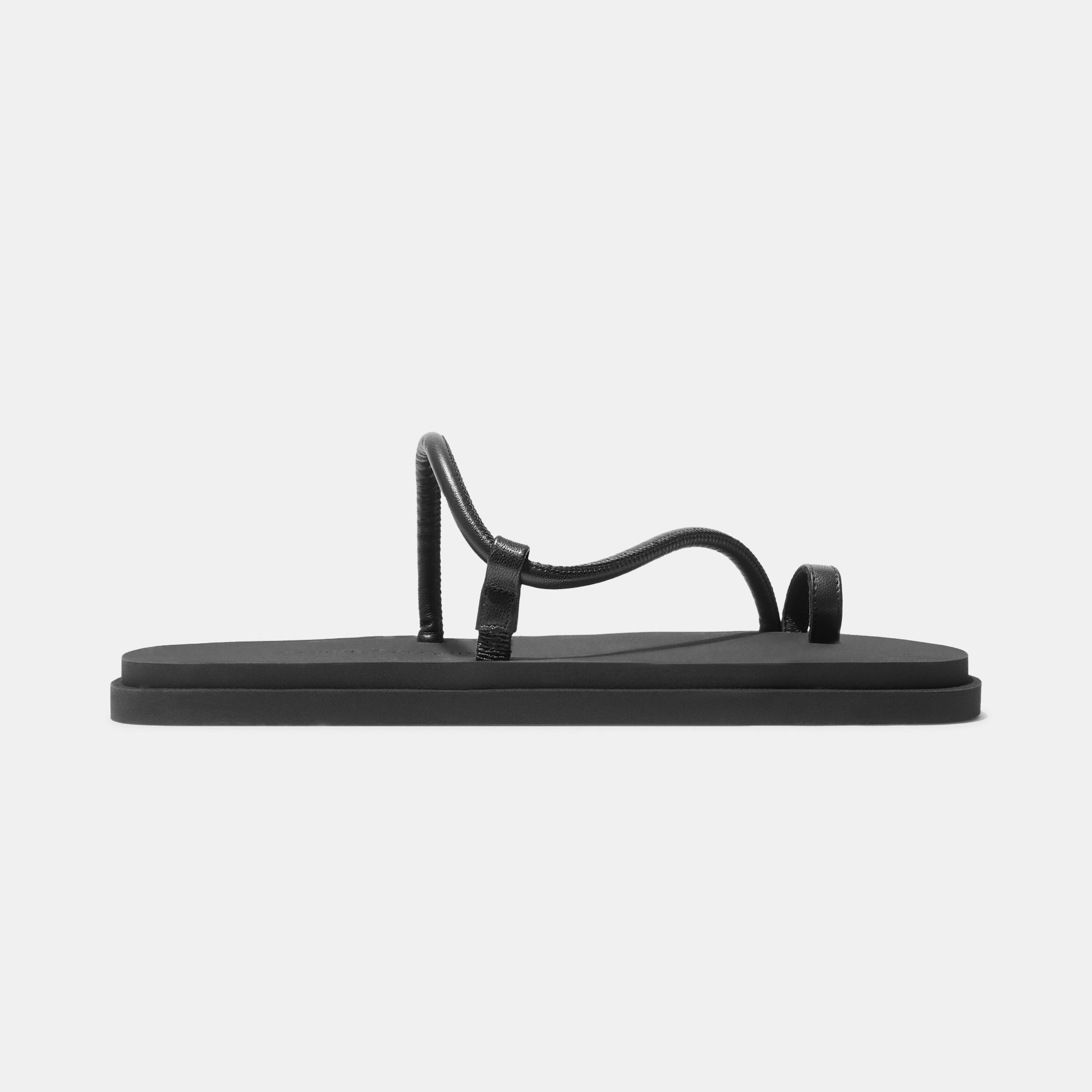 Bari Pool Slide in Black Nappa and Rubber