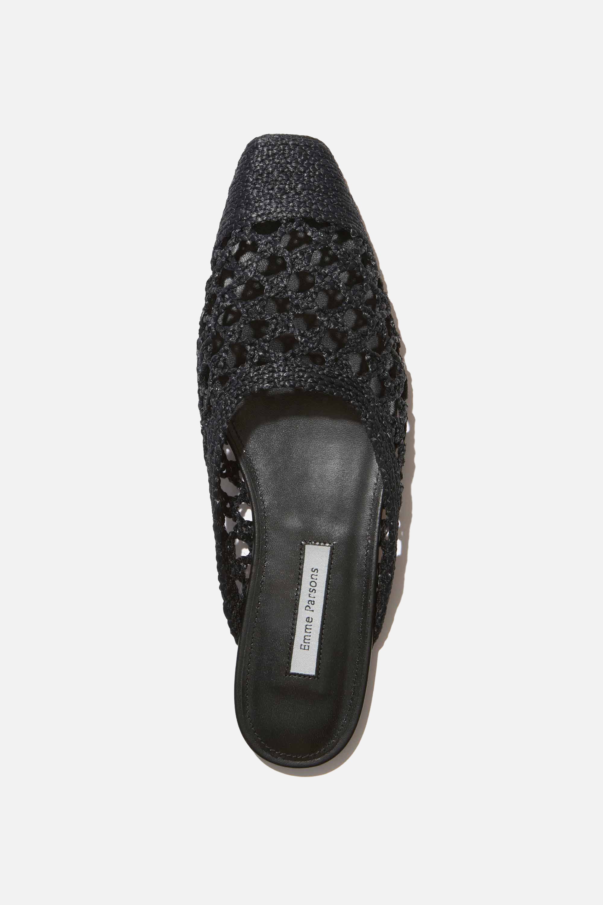 Flat Mule in Black Raffia