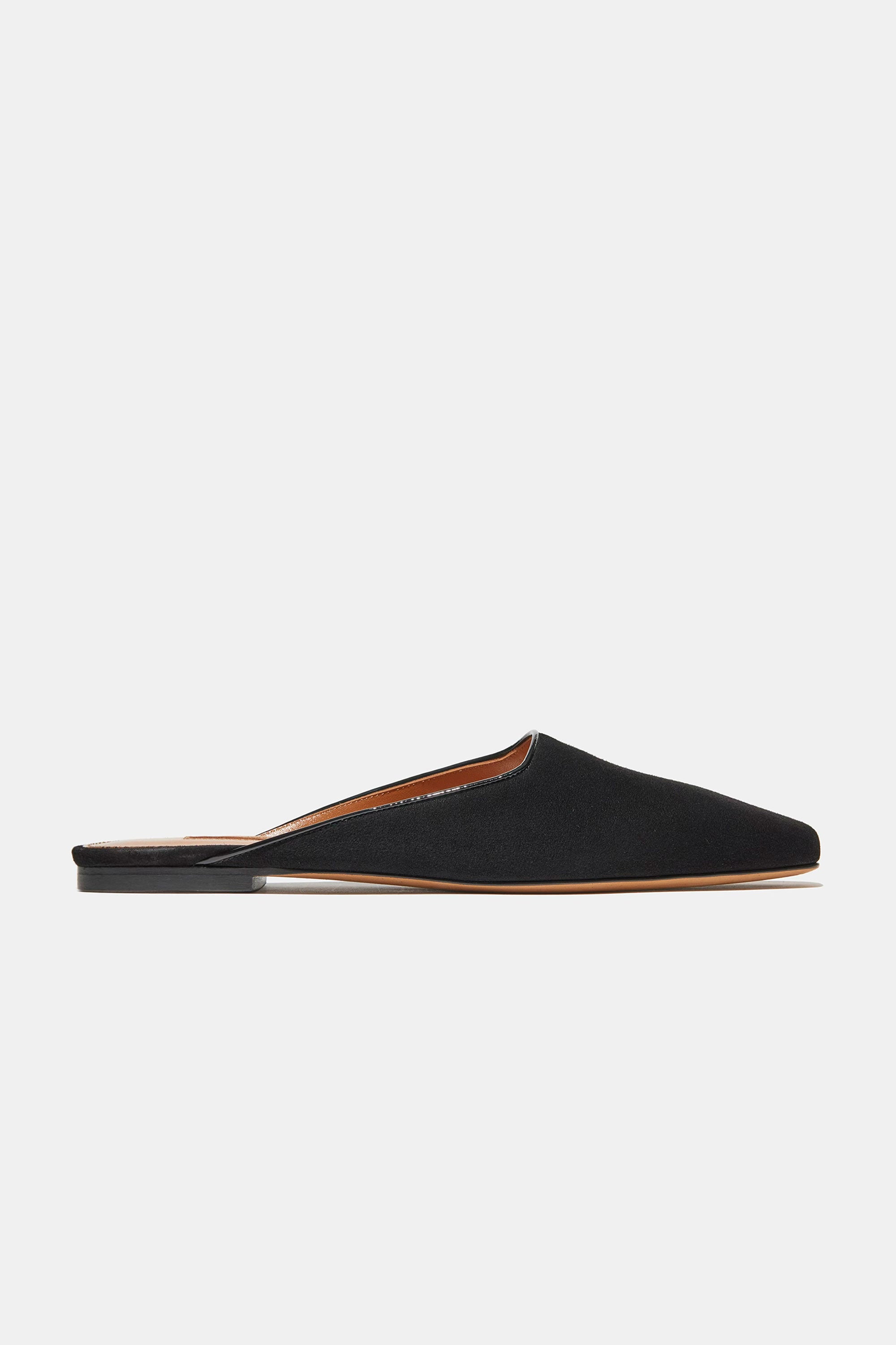 Flat Mule in Black Suede