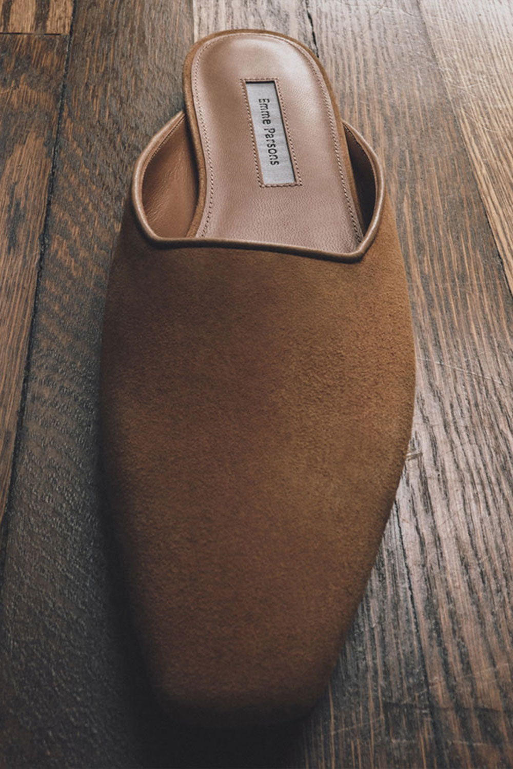 Flat Mule in Caramel Suede