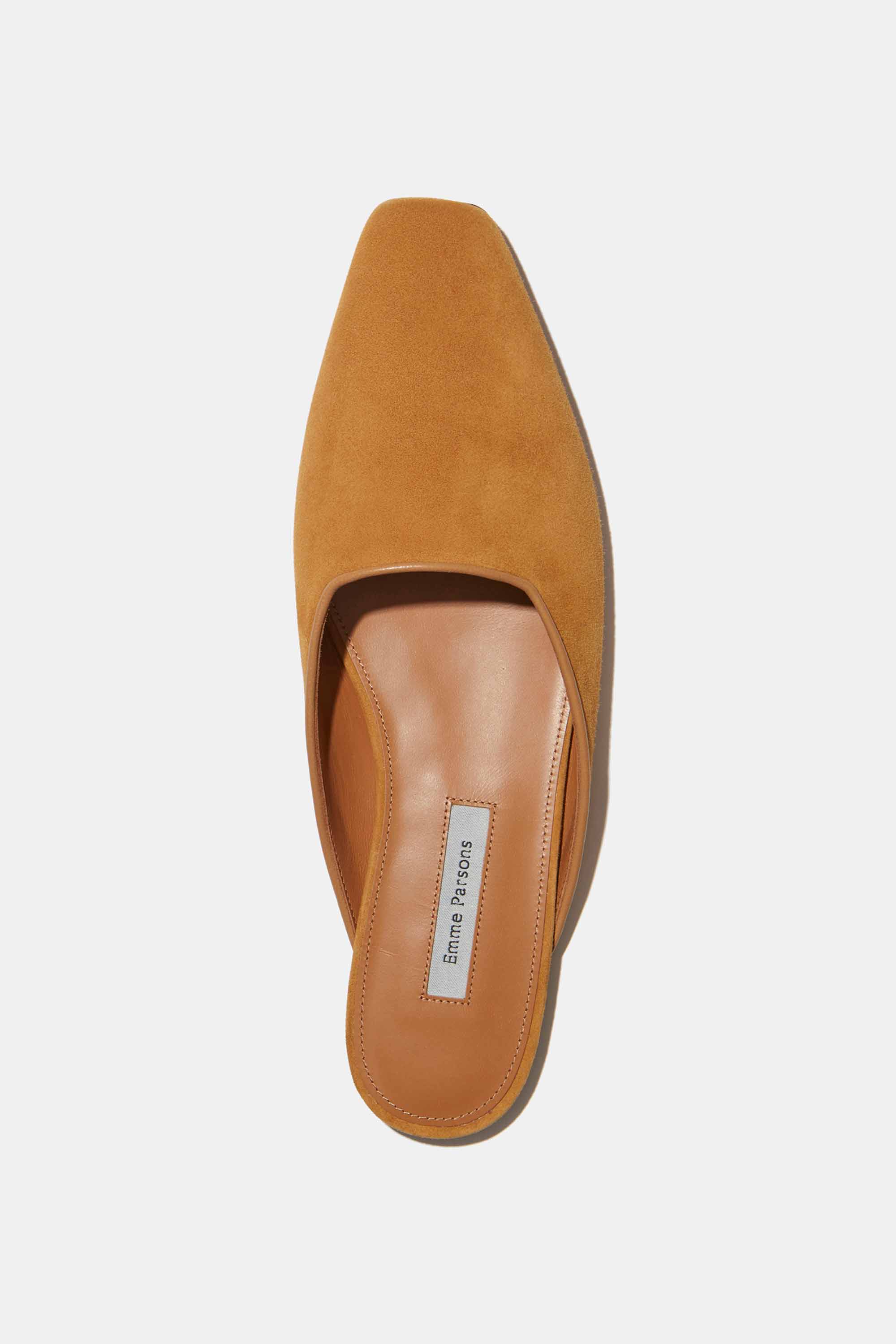 Flat Mule in Caramel Suede