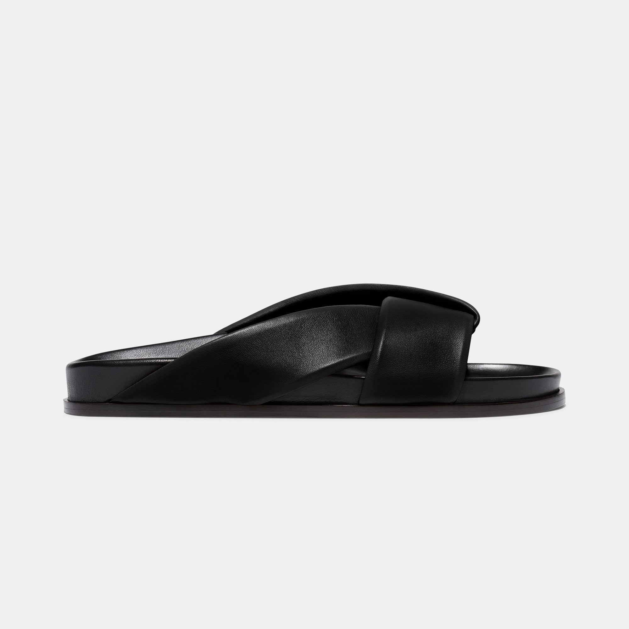 Folded Slide in Black Nappa