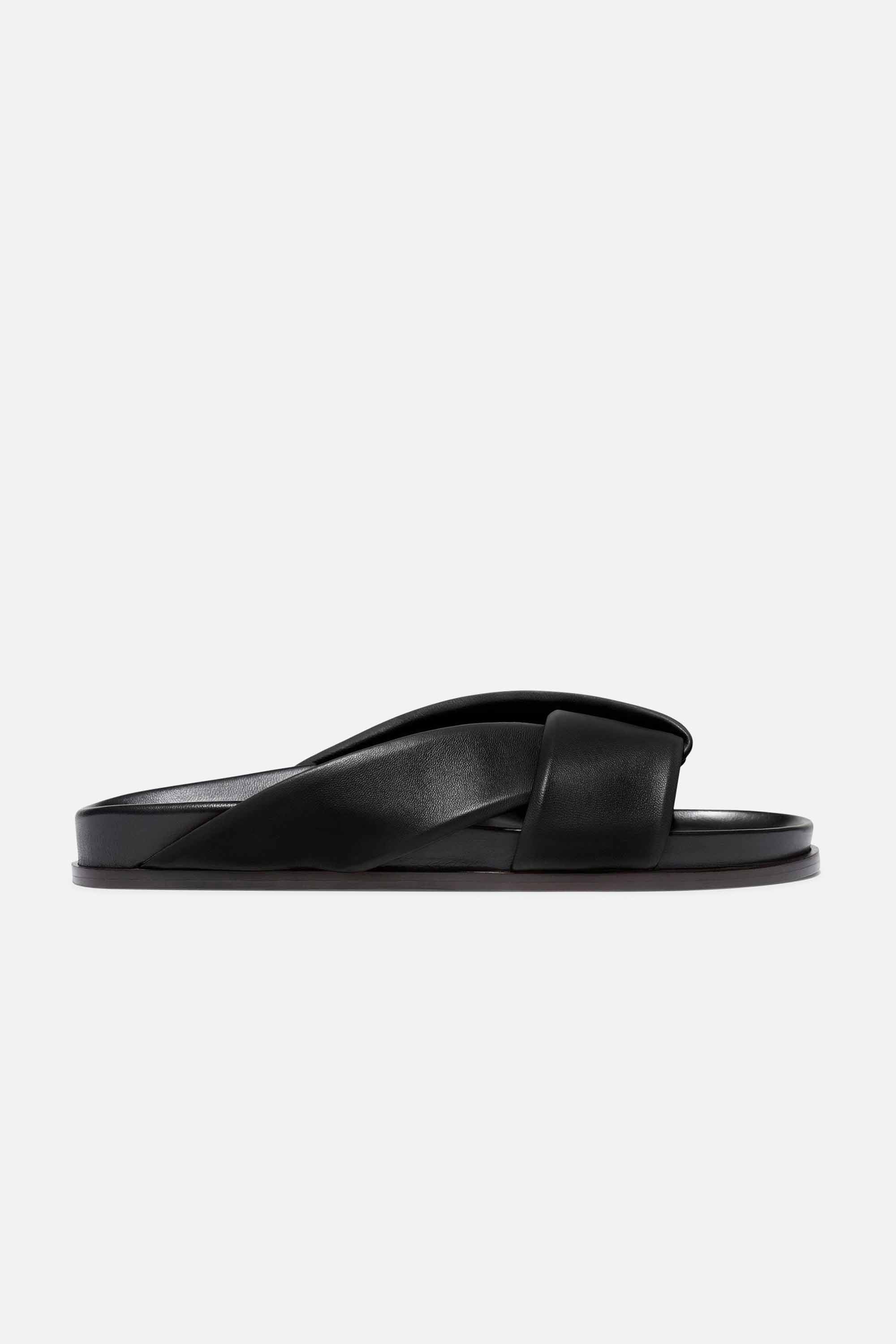 Folded Slide in Black Nappa