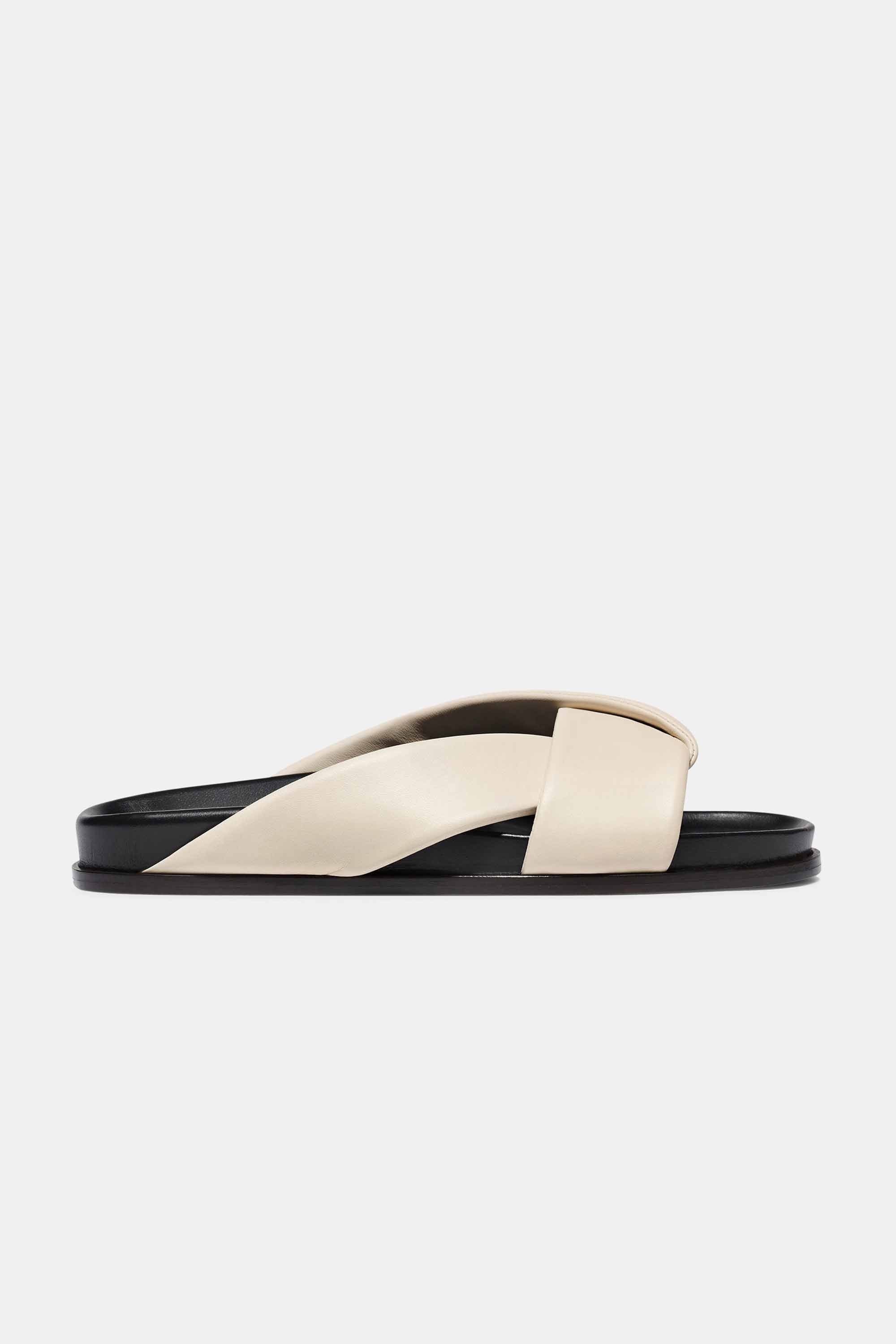 Folded Slide in Ivory Nappa