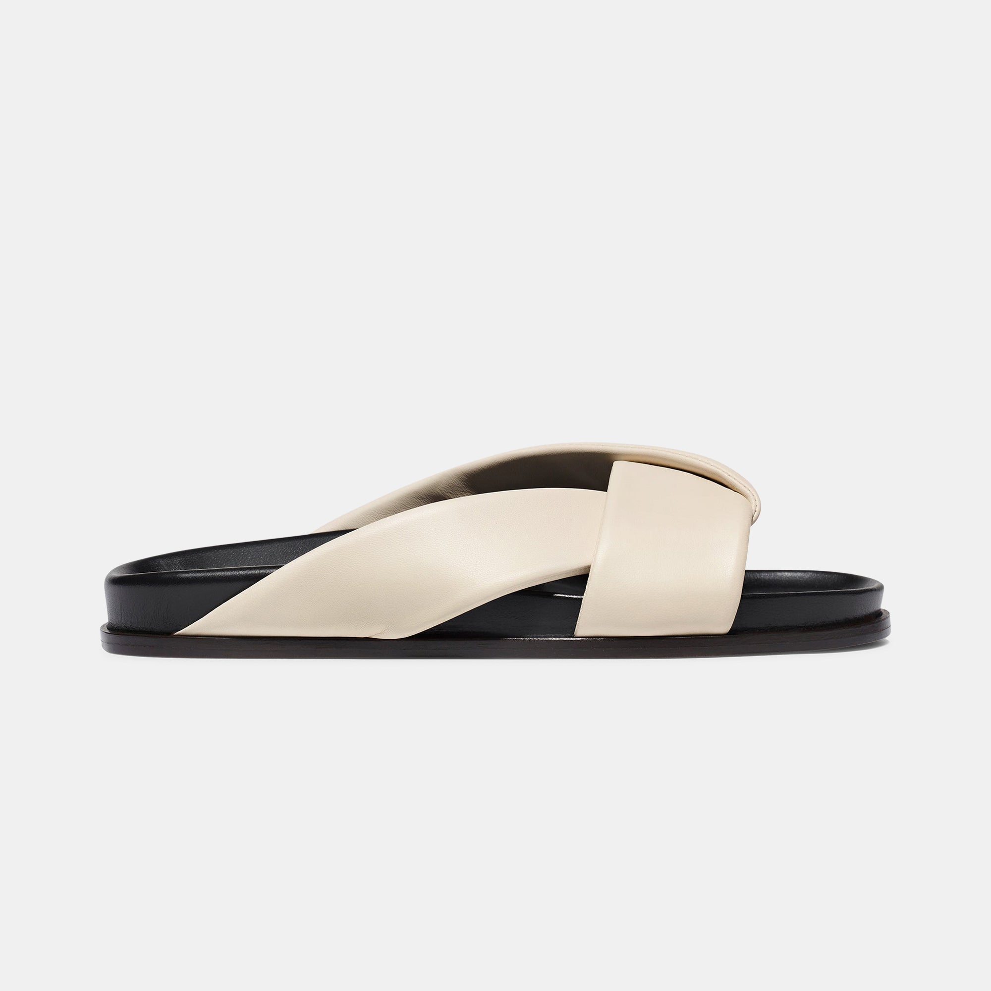 Folded Slide in Ivory Nappa