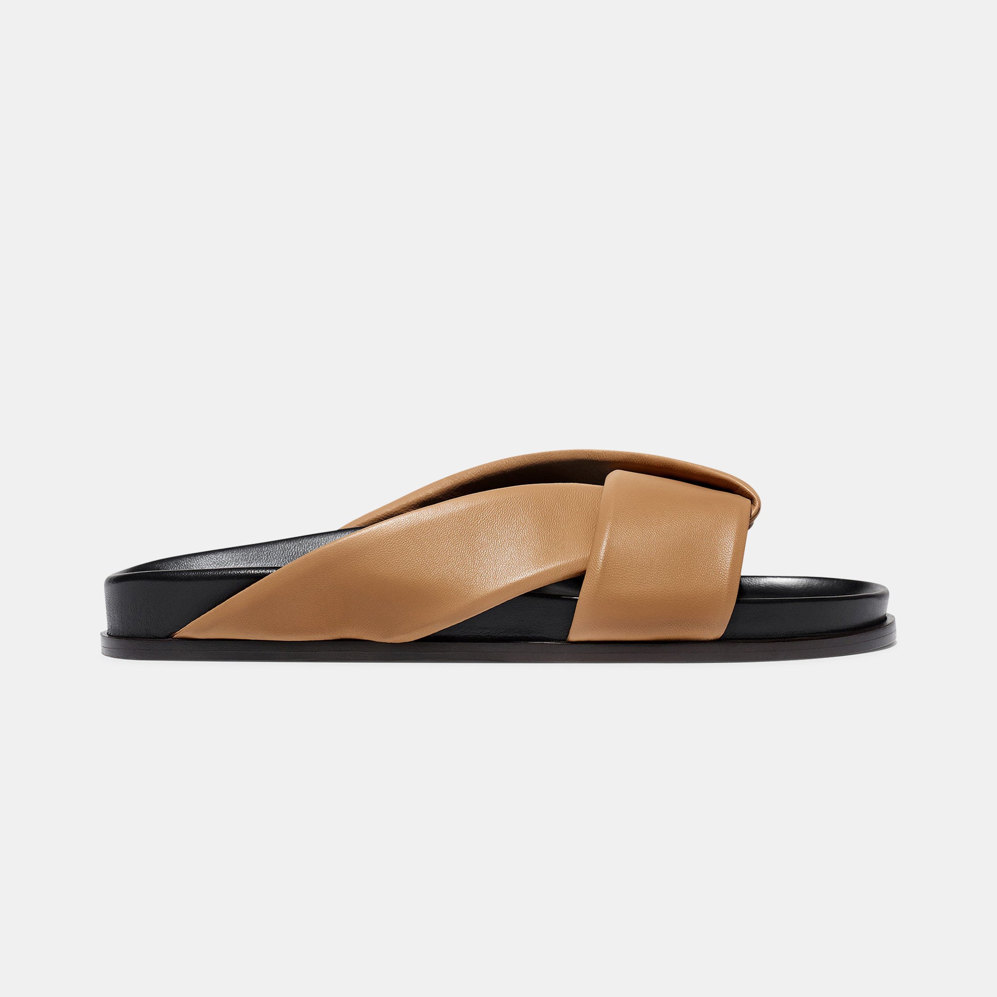 Folded Slide in Tan Nappa