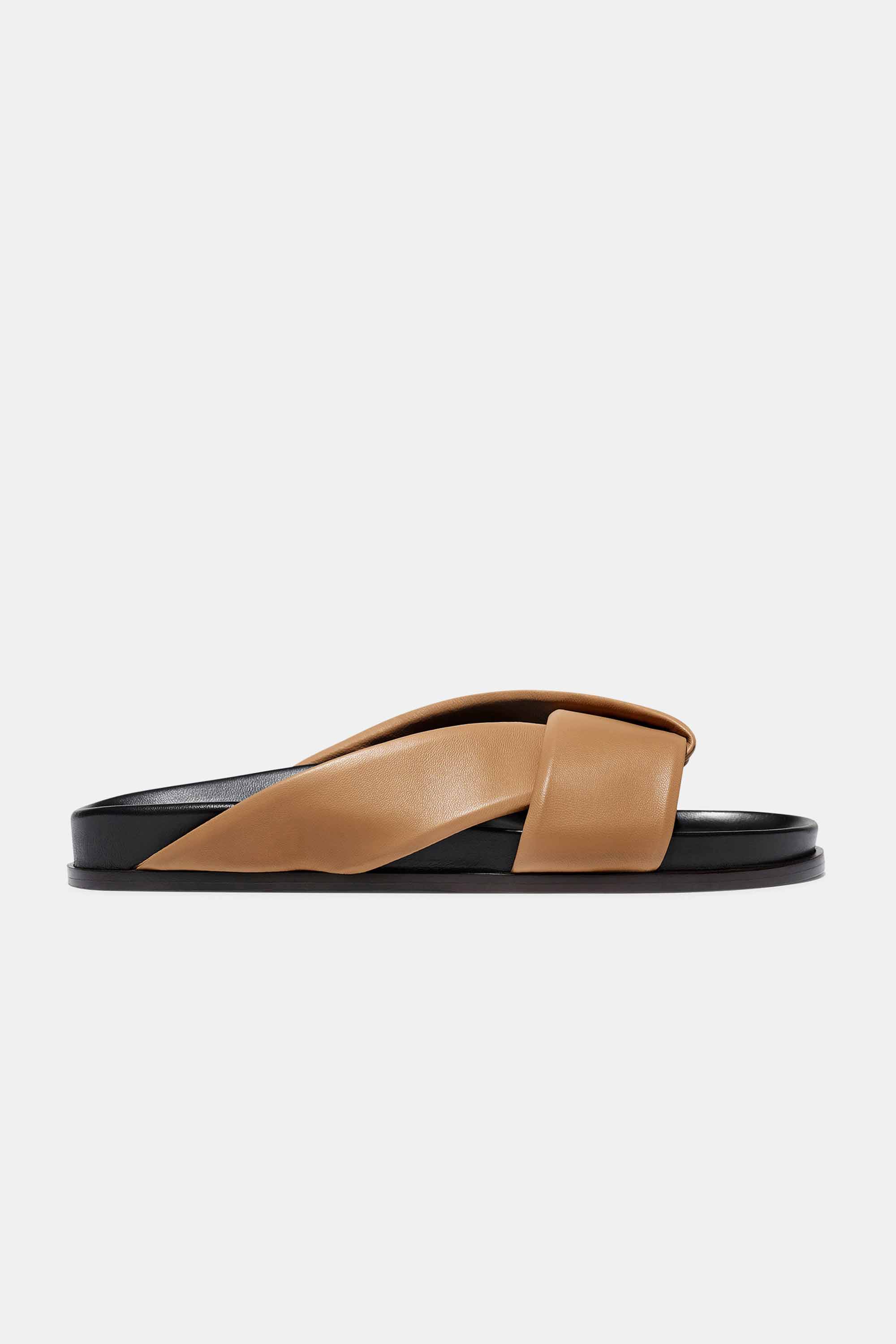 Folded Slide in Tan Nappa