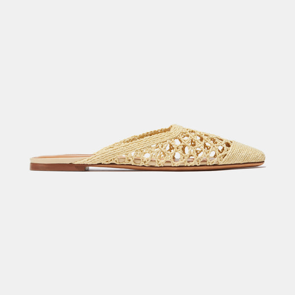 Flat Mule in Natural Raffia