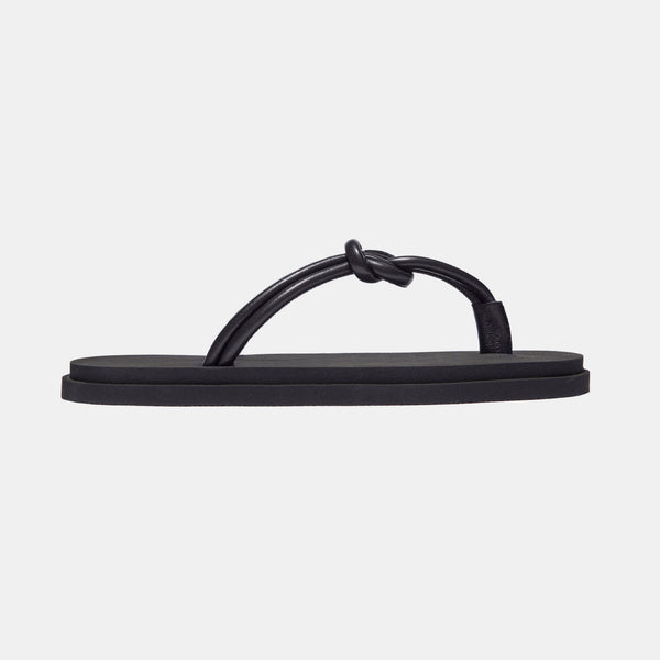 Knot Pool Slide in Black Nappa and Rubber