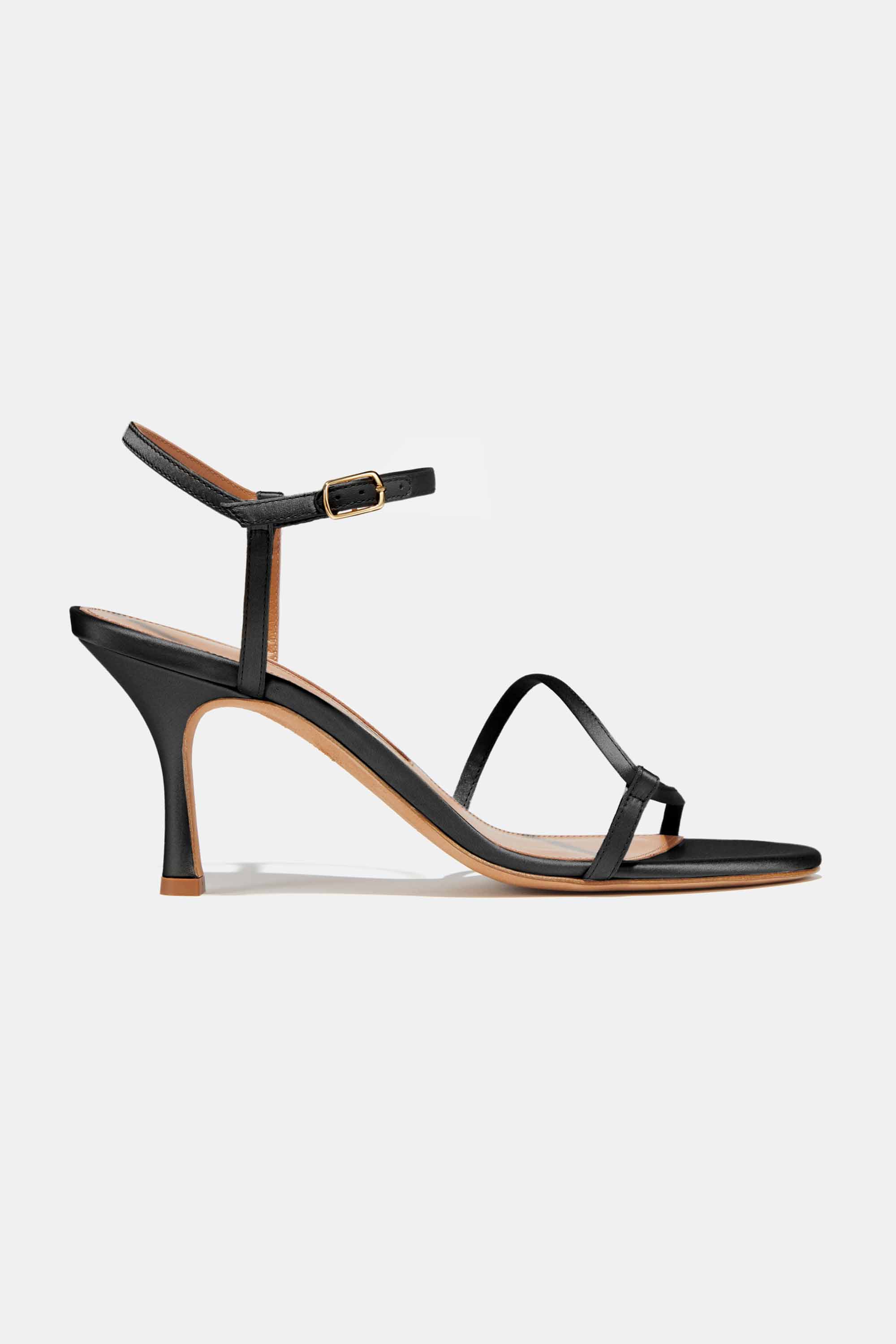 Loop Heel in Black Satin