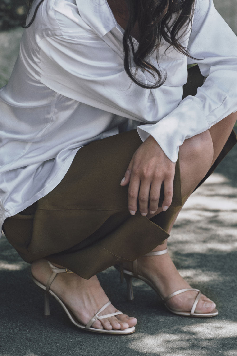 Loop Heel in Pale Pink Satin