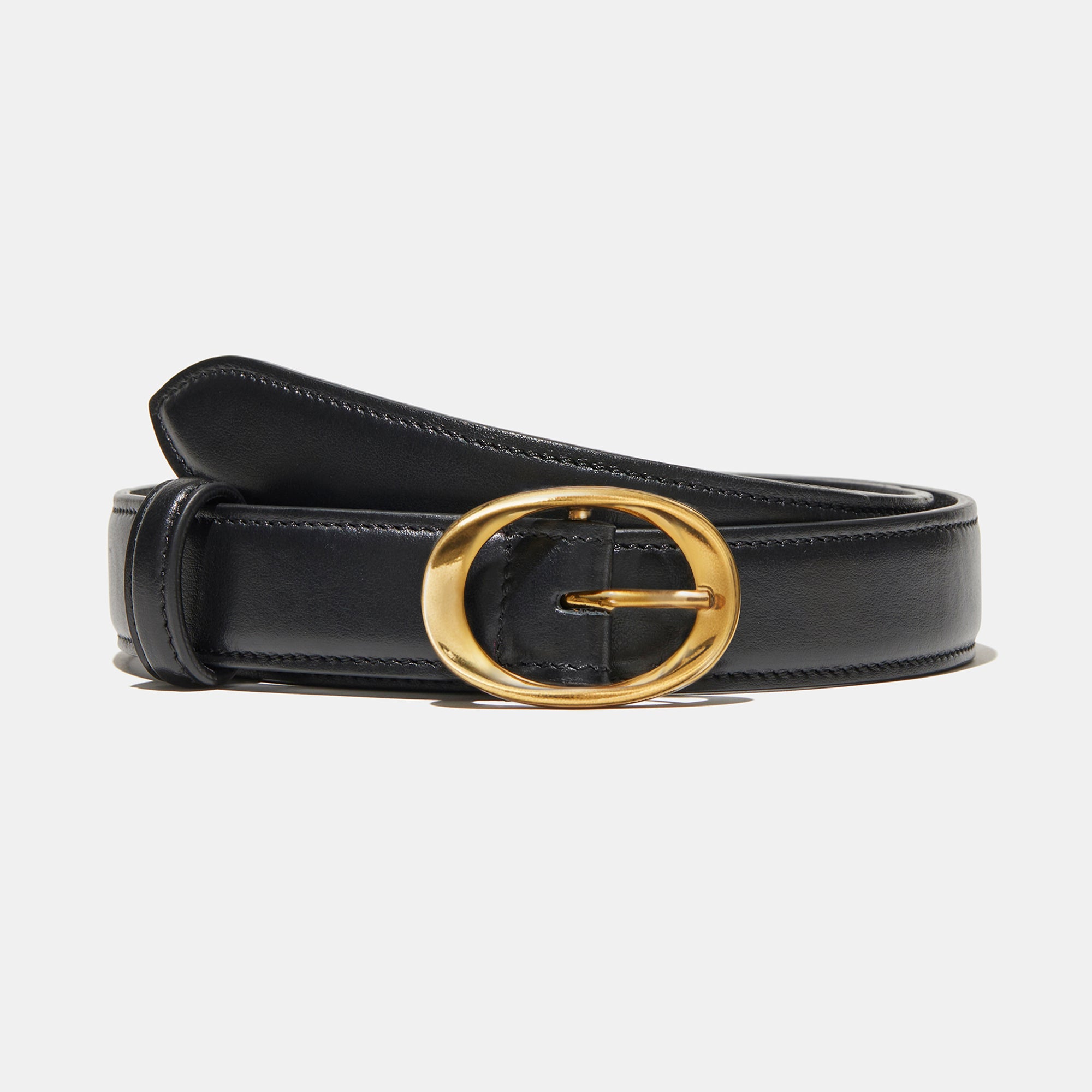 Miravalle Belt in Black with Gold Buckle — Exclusive