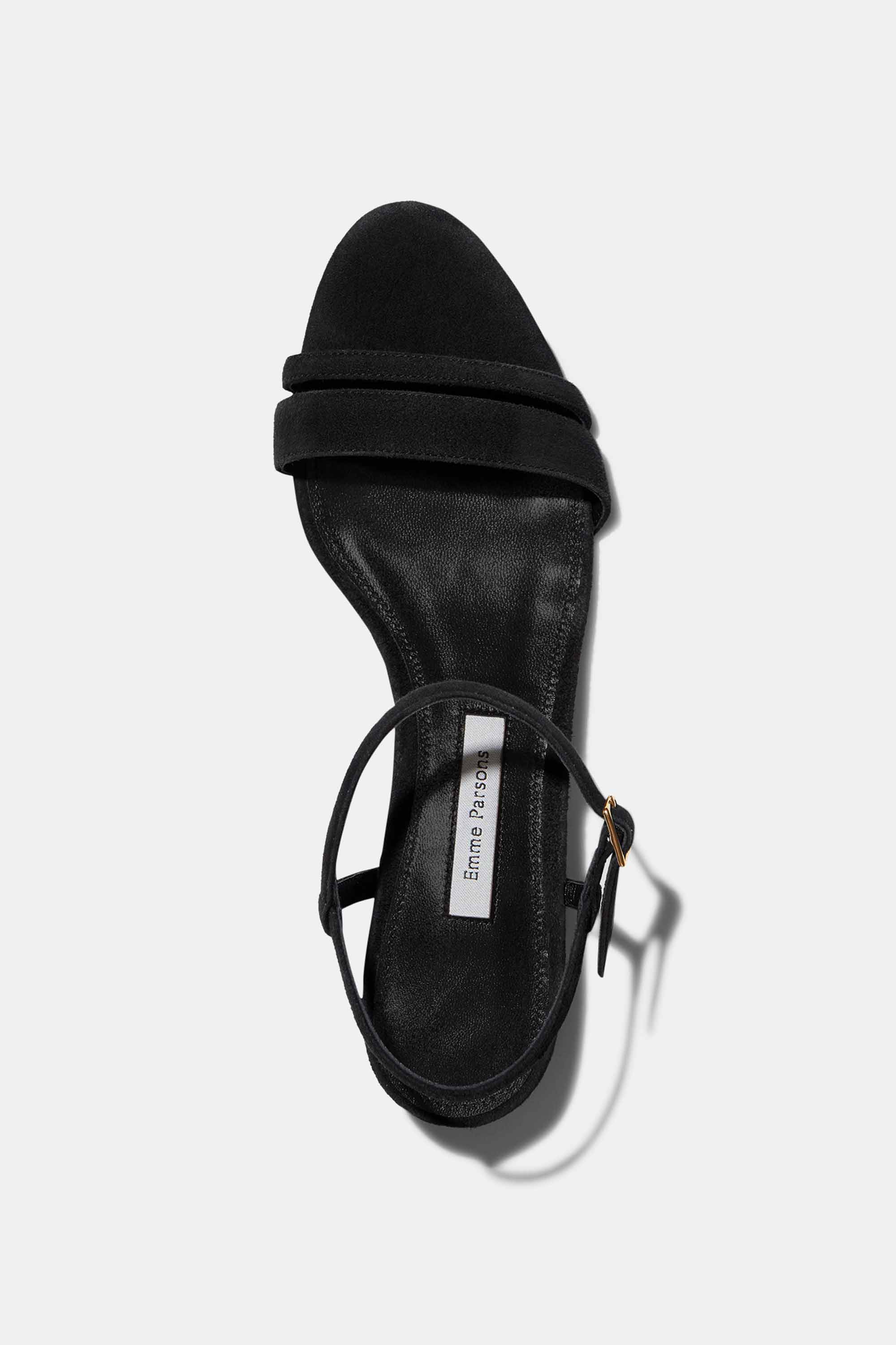 Simple Block Heel in Black Suede