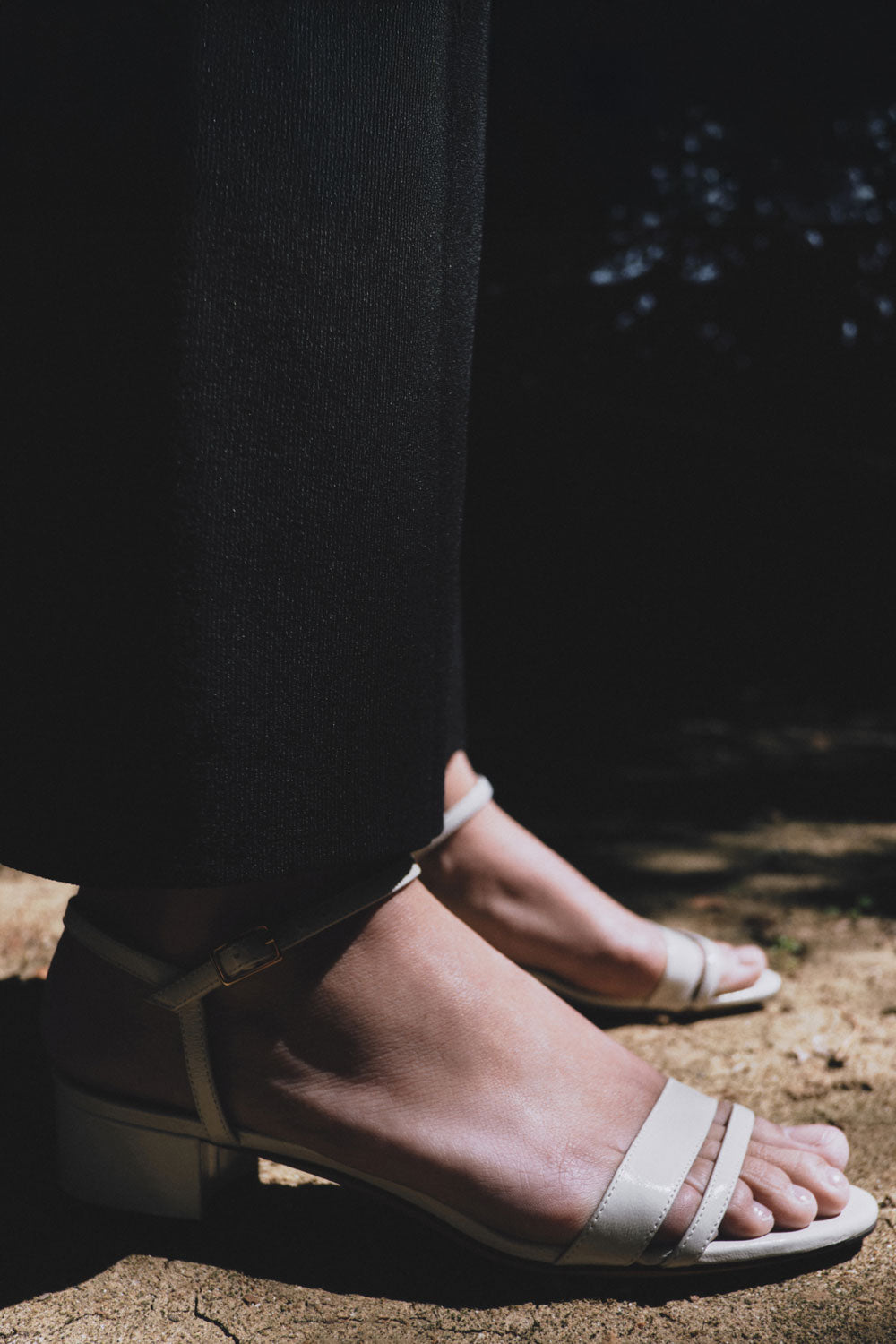 Simple Block Heel in Ivory Nappa