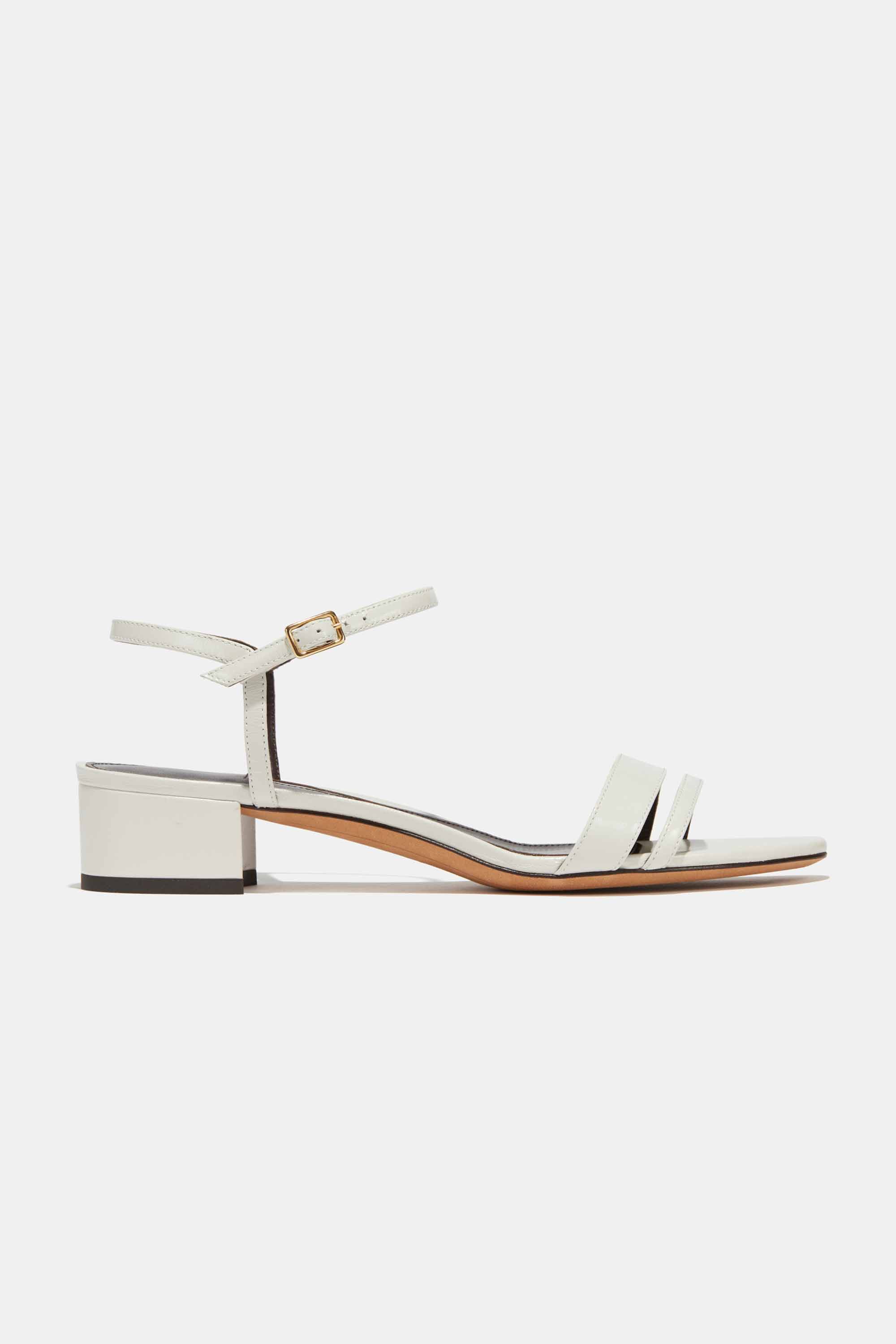 Simple Block Heel in Ivory Nappa