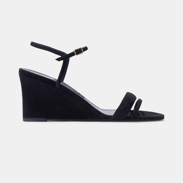 Simple Wedge in Black Suede