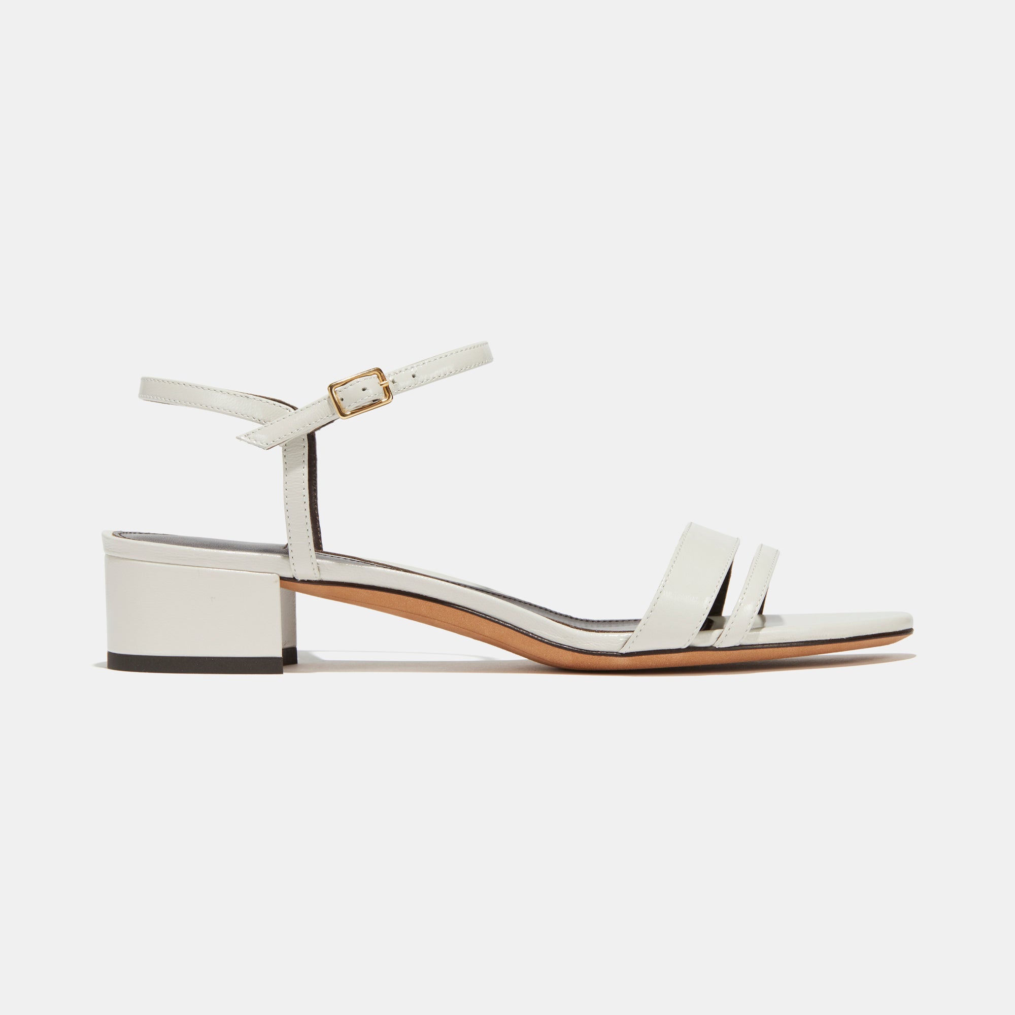 Simple Block Heel in Ivory Nappa