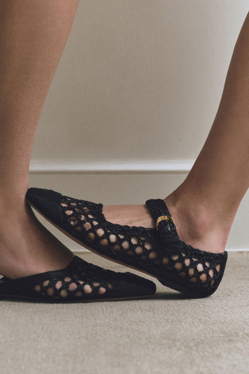 Tramonto Mary Jane in Black Raffia